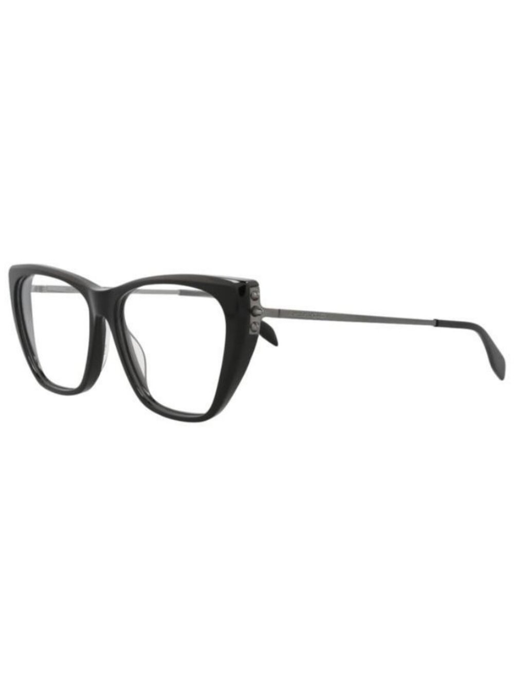 New Alexander McQueen Womens Cat Eye Black Ruthenium Transparent Fashion Designe